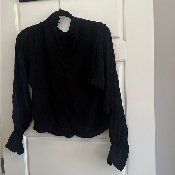 Mango MNG Elegant Black Long Sleeve Blouse *wrinkly - Picture 2 of 2